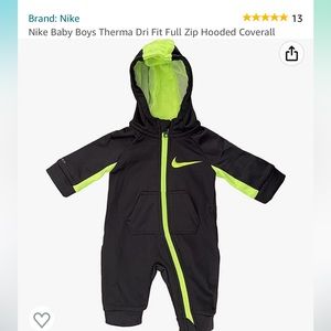 Nike Baby Boys Therma Dri Fit Full Zip Hooded Coverall